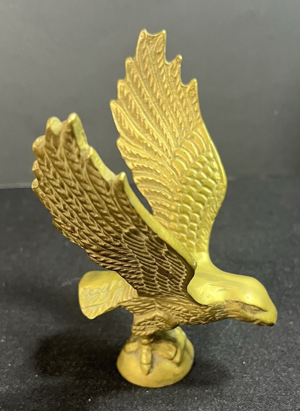 Vintage Brass Eagle Figurine Flying Bald Eagle Statue Sculpture 4” Patriotic Dec
